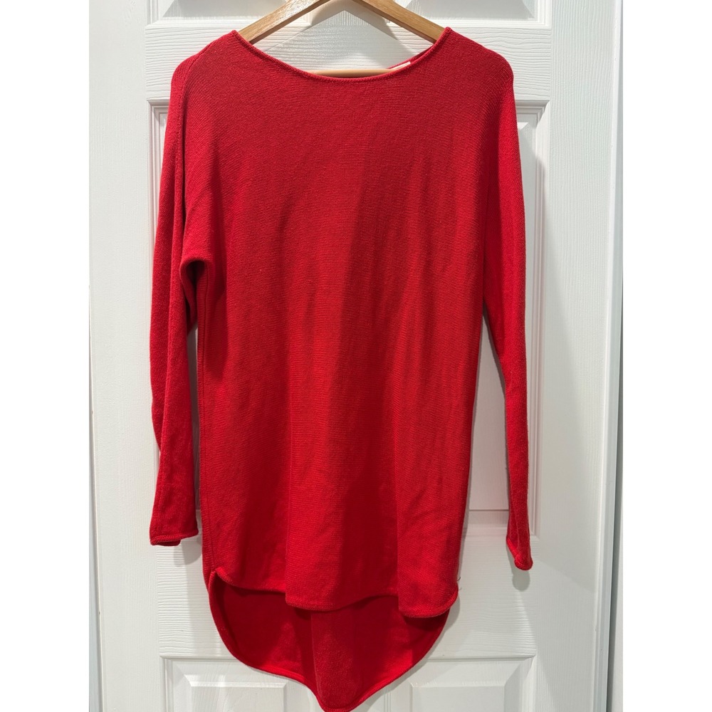 Michael Kors Red Crew Neck Long Sleeve Sweater Dress Midi Length Zipper Back  M‎